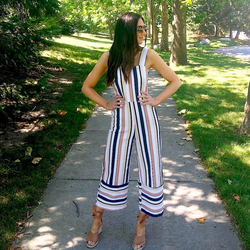 Asos Striped Wide Leg Jumpsuit